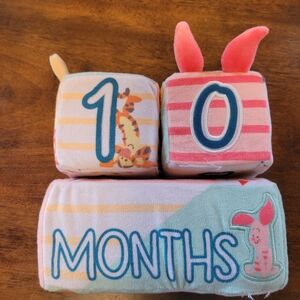 Winnie The Pooh Plush Baby Milestone Blocks - EUC